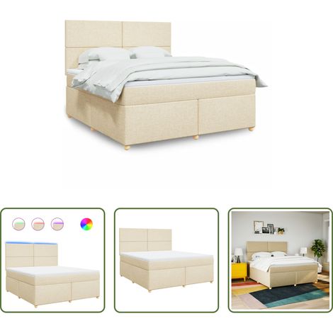 vidaXL Sommeil réparateur - Sommier à lattes de lit avec matelas Crème 180x200 cm Tissu (1/5)