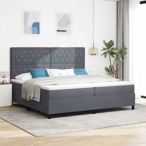 Cama tipo Box Spring Gris oscuro 200 x 200 cm Terciopelo (1/5)