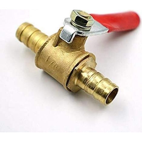 Robinet à boisseau sphérique en laiton 8 mm Vanne d'arrêt Barbelée Raccord de tuyau Raccord de robinet Adaptateur pour eau, gaz, huile (1pcs,8mm)