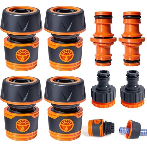8 Pcs Garden Hose Connector Hose Connector 19mm 25mm Quick Connectors, Two Way Hose Connector Kit for Car and Garden Washing (3/4) (1/5)