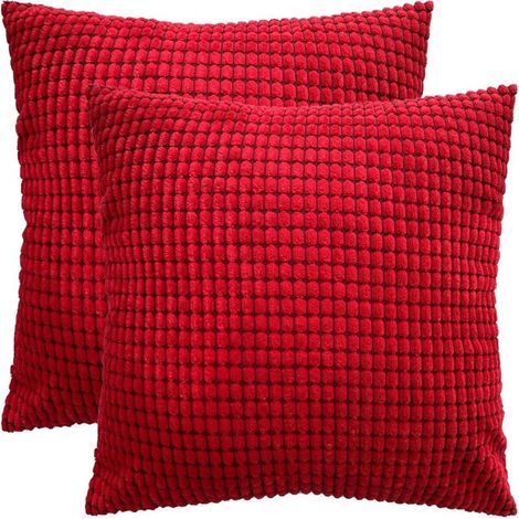 Housse de coussin en velours côtelé 2 pièces (rouge, 6060 cm)-Fei Yu