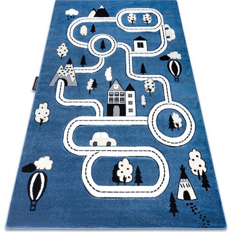 Kinderteppich PETIT TOWN STADT STRAßEN blau blue 80x150 cm