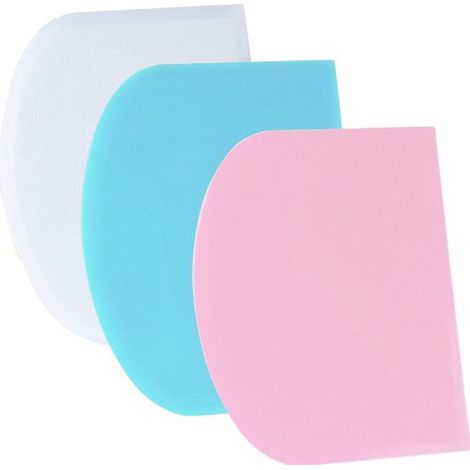 Juego de 3 piezas de cortadores de esquinas bordes de raspador de plástico antideslizante de silicona moldeada, 11,89,3 cm, verde, blanco azul (1/5)