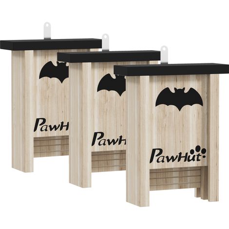Abri pour chauves-souris lot de 3, en bois, avec crochet de suspension, résistant aux intempéries, 18 x 6 x 22,5 cm, pour jardin et verger, CHICFURN (1/5)