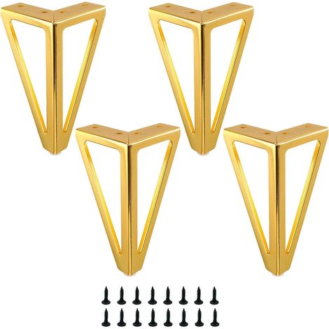 Ensemble de 4 pieds de table interchangeables en métal noir doré (15 cm), compatibles avec tables basses, téléviseurs, canapés, lits, etc. Vis incluses.