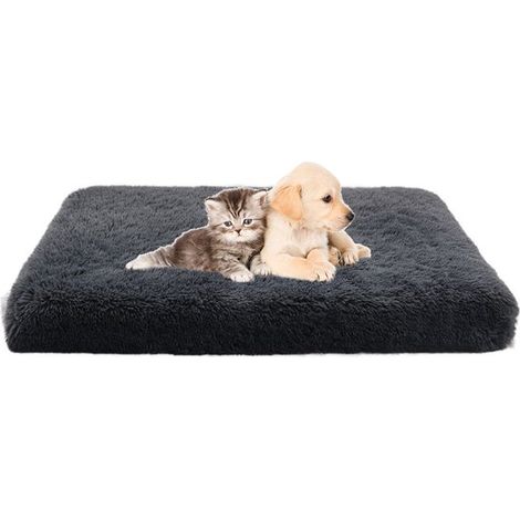 Hundebox, Hundebett, herausnehmbare und waschbare Matte, weicher Stoff, rutschfester Boden, druckentlastende Matratze, dunkelgrau, Größe S 40 x 3 (1/5)