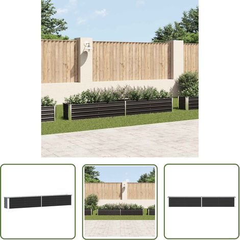The Living Store Lit surélevé de jardin Acier galvanisé 320x40x45 cm Anthracite - Jardinière - Bac De Plantation - Pot De Fleurs Extérieur - Fleurissement - Décoration Extérieure (1/10)