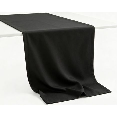 Chemin de Table 40x180 cm Anthracite Imperméable - Tissu Effet Lin Antitache - Entretien Facile Style Scandinave (1/5)