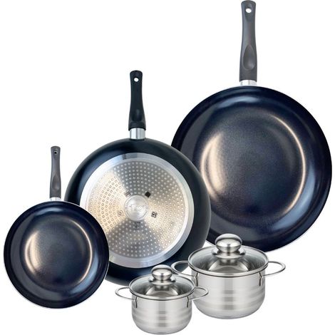 Ensemble de 3 Poêles de cuisson 20, 28 et 32 cm et 2 faitouts 12 et 14 cm Elo Prima Brillant (1/5)