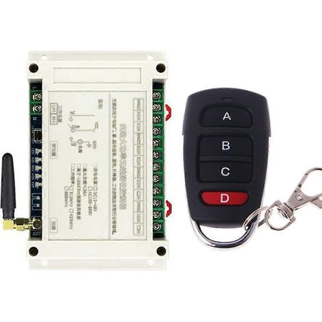 Télécommande sans fil 4 canaux 30 A pour portes de garage, interrupteur de porte électrique, interrupteur d'éclairage LED, relais + récepteur 433 MHz, 100-400 V CA (1/5)