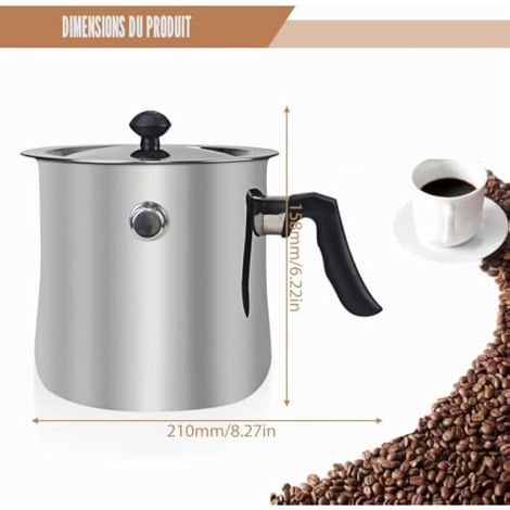 Casserole à lait à induction - 1.5L En acier inoxydable Double paroi Avec bec verseur et couvercle en verre Avec poignée en plastique antidérapante pour cuisinières à gaz, électriques et à induction (1/4)