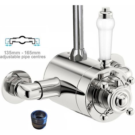 Thermostatic Traditional Exposed Shower Mixer Valve 135mm 165mm Centres 3/4"" Top