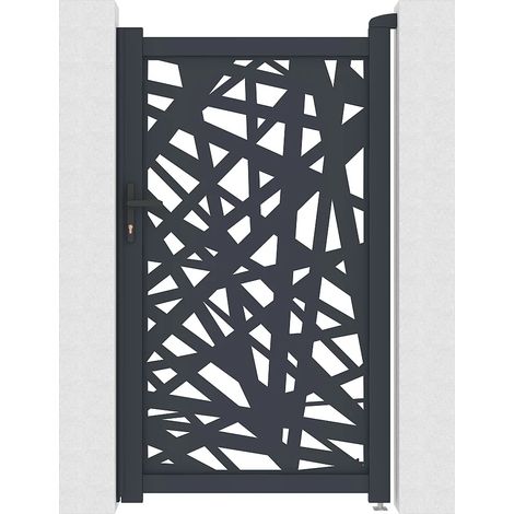 Cancelletto a battente in alluminio con motivo geometrico in taglio laser L103 x H181 cm Antracite - NATAFO