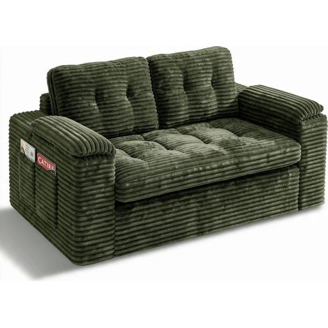 Fabulcozy Divano a 2 posti senza ossatura, seduta profonda, Bean Bag Capitonné in velluto a coste, compatto per appartamento, camera da letto o soggiorno, senza montaggio, fodera lavabile (1/5)
