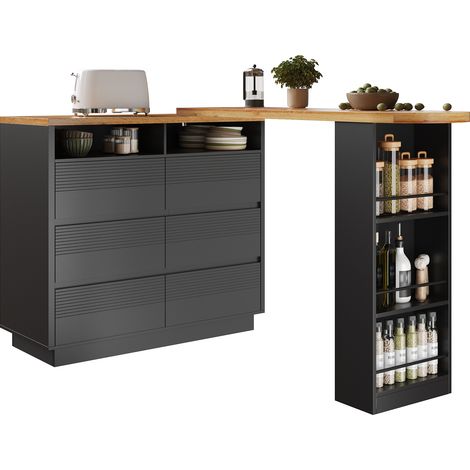 Mesa de bar extensible con almacenaje 137-215 x 39 x 102,3 cm MDF negro HOMVRA