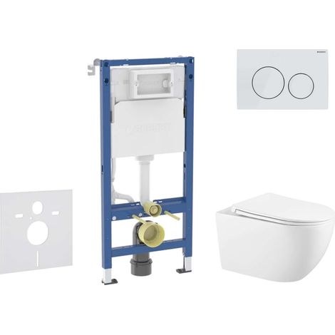 Geberit Duofix - Set Vorwandelement, Gaia-WC mit Softclose-Sitz und Delta20-Betätigungsplatte, Alpinweiß SANI11CA3145B