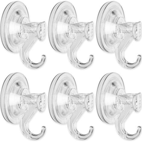 Bardusch Crochet Ventouse, Lot de 6 fixation ventouse pour fenêtre, cuisine et salle de bains, sans perçage, capacité de charge 4KG, transparent (1/5)
