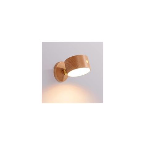 Magnetische Wandleuchte – Wiederaufladbare Buchenholzlampe, 360° drehbar und dimmbar, ideal für Mieter, zur Präsentation von Kunstwerken und zum Lesen. – Crezuo