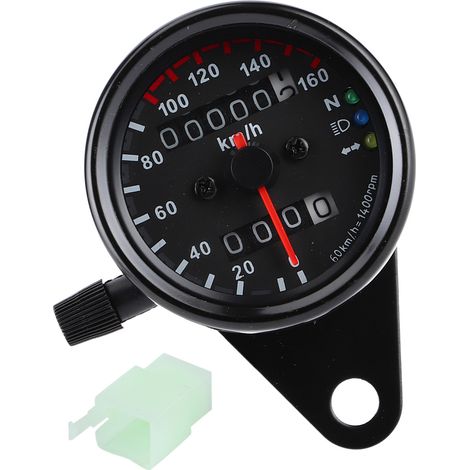 Universeller Motorrad-Tachometer, Geschwindigkeitsanzeige mit zwei Signalen (km/h), schwarz, 12V-kompatibel (1/5)