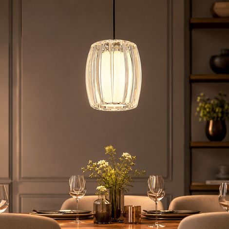 LED Hängeleuchte Pendelleuchte Schlafzimmerlampe warmweiß Silber Metall H 120 cm (1/5)