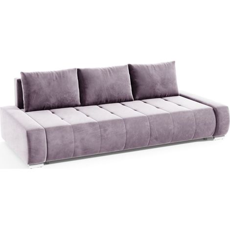 Sofa 3-Sitzer mit Schlaffunktion VOGAR Stoff Monolith Lila (1/4)