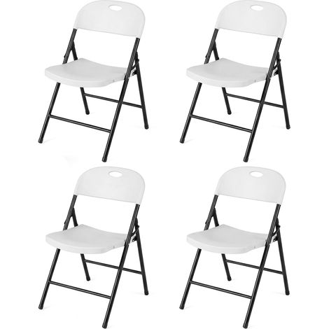 COSTWAY Chaises Pliantes en Métal et Plastique, Capacité 150 kg (4) (1/4)