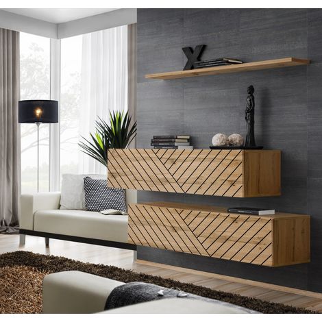 Ensemble de 3 meubles muraux "Switch buffet II" - Buffet en bois - Beige - L 130 x H 110 x P 40 cm - Livraison gratuite