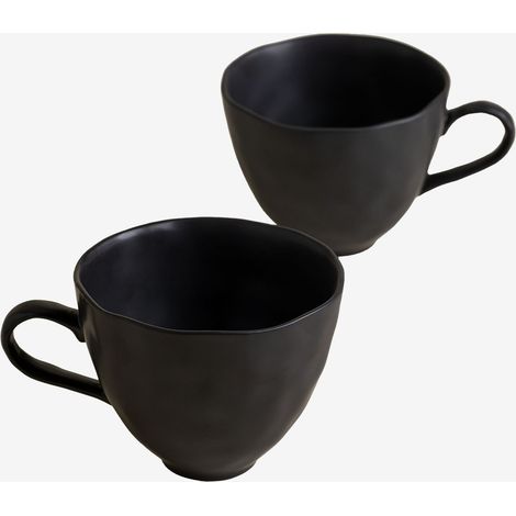 SKLUM 2er-Pack Becher 40 cl aus Steingut Belvere Schwarz                                  