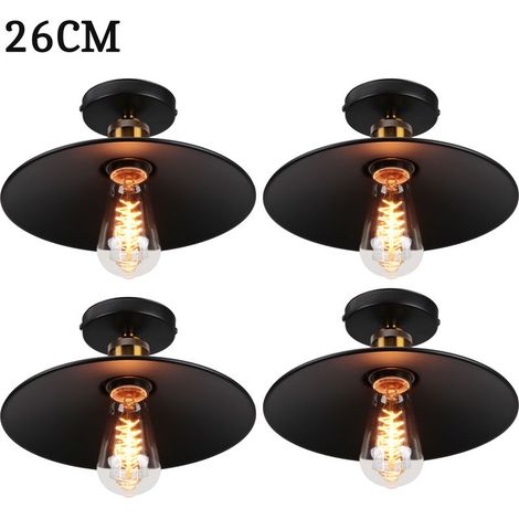 26cm Plafonnier Vintage Rétro E27 Lustre Suspension Luminaire pour Chambre Escalier Salon Noir 4PCS (1/5)