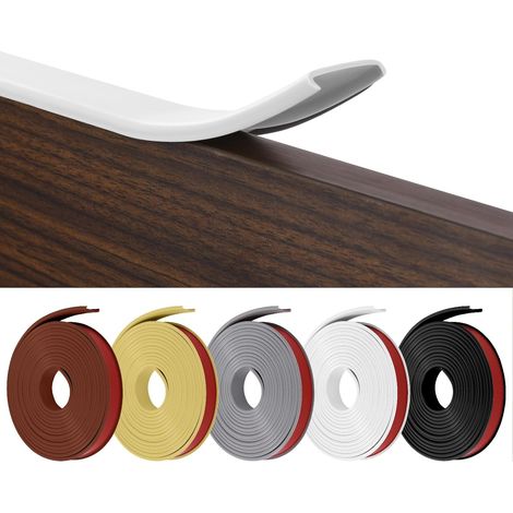 Flintronic Ruban de bois en forme de U 5 m x 18 mm TPE protecteur de bords de meubles, coins autocollants de protection pour tables et meubles, portes de voiture Blanc
