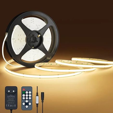 Ruban LED COB, Bande LED 10m Blanc Chaud, Bandeau LED Cuisine Decoration Chambre TV, Strip Light 24V, 10 mètres A, Blanc Chaud (1/5)