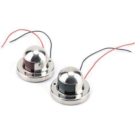 Feux de signalisation à LED en acier inoxydable pour véhicules et navires, 100 % résistants à la corrosion et hautement étanches. Deux feux par paquet : un rouge et un vert. 12 V CC. (1/5)