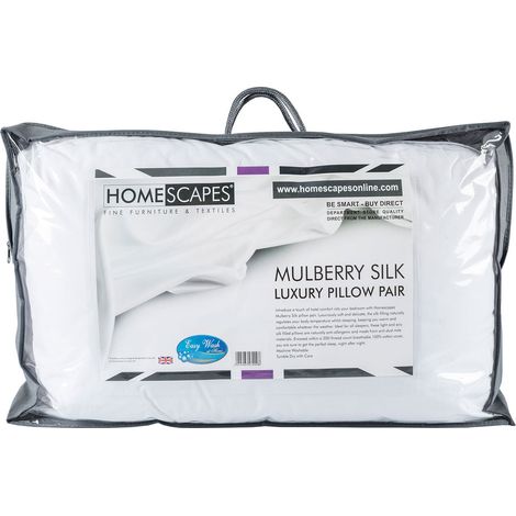 HOMESCAPES Pure Mulberry Silk Blend Pillow Pair with 100% Cotton Casing