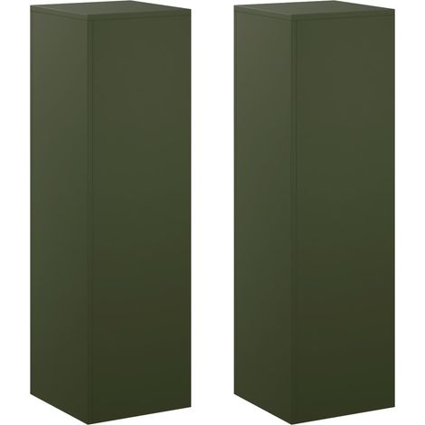 Support de Plante 2 pcs Vert olive 30 x 30 x 100 cm Acier vidaXL