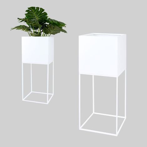 Tapa metálica para maceta Hillion, blanca, tamaño M, 32x32x76 (1/5)