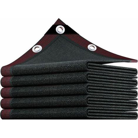 Filet d'ombrage noir 6 x 7 m avec œillets, bâche de protection solaire de jardin, filet d'ombrage indéchirable pour plantes et fleurs d'extérieur, nid pour animaux