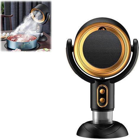 Ventilateur purificateur d'air portable qui élimine efficacement les odeurs (doré, câble de chargement inclus).