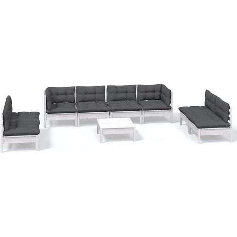 Maison Exclusive - Set Salotto Giardino con Cuscini 9 pz in Legno Massello di Pino (1/5)