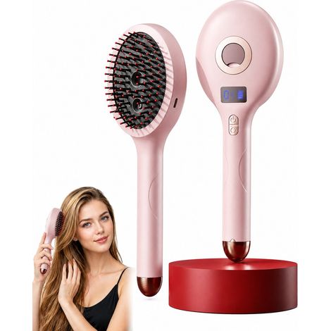 Elektrische Dampfbürste - 3-in-1-Massagekamm mit Rotlicht und Vibrationsmassage - Kabelloser Luftkissenkamm für krauses Haar - Dampfunterstütztes Styling und Kopfhauttherapie für alle Haartypen (1/5)