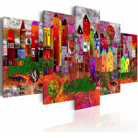 Tableau petite ville colorée - 200 x 100 cm (1/4)