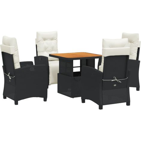 Maison Exclusive - 5-tlg. Garten-Essgruppe mit Kissen Schwarz Pol