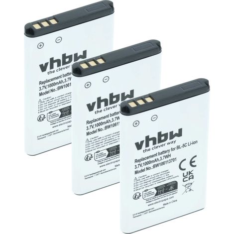 vhbw 3x Akku kompatibel mit Techniradio DAB+ Radio, RDR Handy Smartphone Telefon (1000 mAh, 3,7 V, Li-Ion) (1/5)