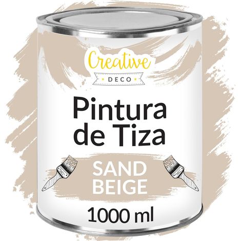 Creative Deco Pintura a la Tiza Beige Arena 1L Mate y Lavable para Muebles de Madera