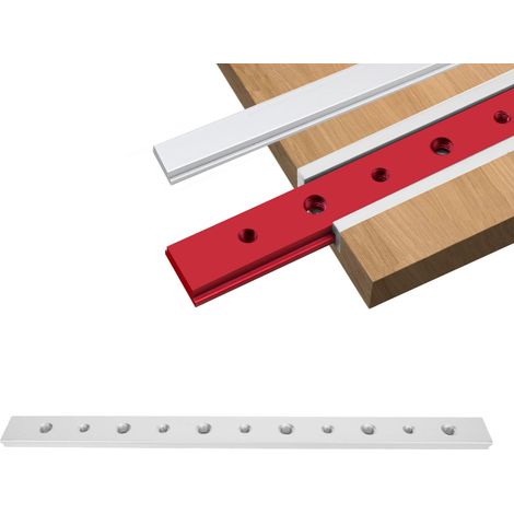 Glissière perforée de 300 mm, rail de glissement en alliage d'aluminium pour le travail du bois, pièce de rechange pour scie circulaire sur table ou établi (bricolage), argent (1/5)