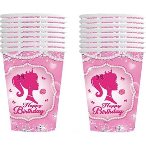 1 Kit Fête Jetable, Nappe en Papier, Assiettes Carton, Serviettes, Décoration Rose, Anniversaire Enfant (1/5)