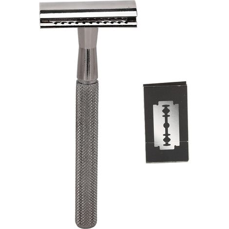 Kit de Rasage Manuel pour Barbe, Coupe-Barbe Double Lame, Rasoir de Précision Imperméable, Toilettage à Domicile, Noir (1/5)