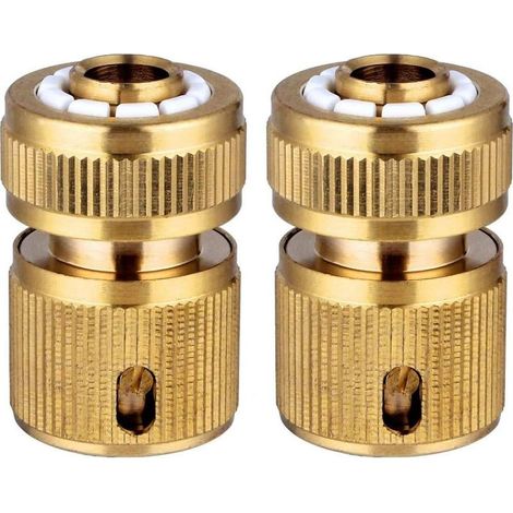 Lot de 2 Connecteur de réparation de tuyau en laiton, connecteur rapide d'extrémité de tuyau d'arrosage, pour tuyau d'arrosage de 1/2 pouce Connecteur d'extension rapide,adaptateur de robinet extensib (1/5)