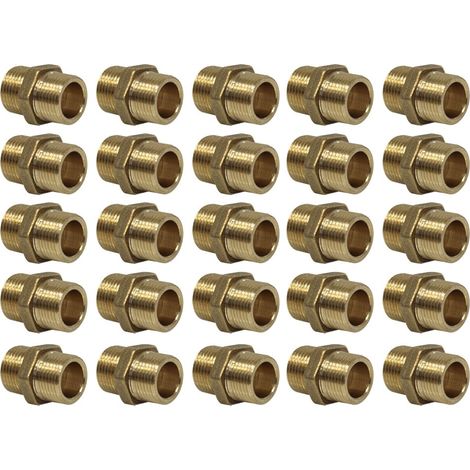Lot de 25 Mamelons Laiton Egal mâle mâle 3/8" (12/17) - Arcanaute (1/4)