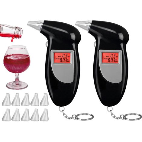 2pcs Alcootest Électronique Portable - Testeur d'Alcool Respiratoire Numérique LCD LED, Précis (1/5)