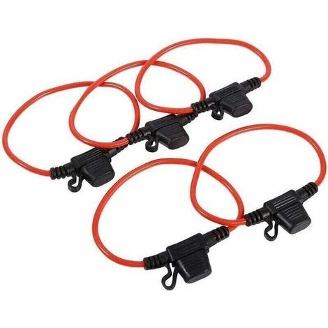 5 Pièces Porte-fusibles Moyen Lame Enfichable Etanche avec Fil, DC 12V 30A Standard Porte Fusible à Lame Véhicule Voiture Motor Fusible Plat en Ligne Porte-lame éclaboussures,de (1/4)